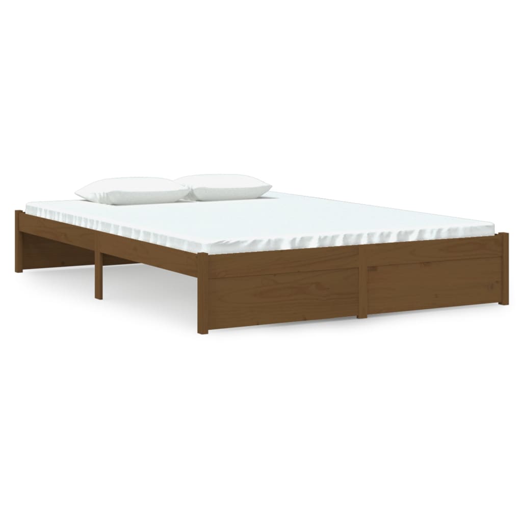 solid wood bed honey brown 140x190 cm