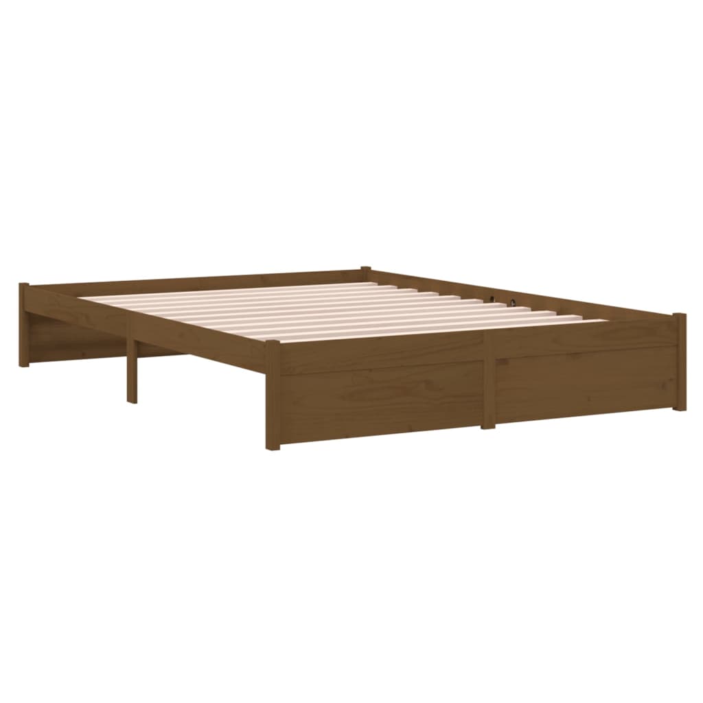 solid wood bed honey brown 140x190 cm