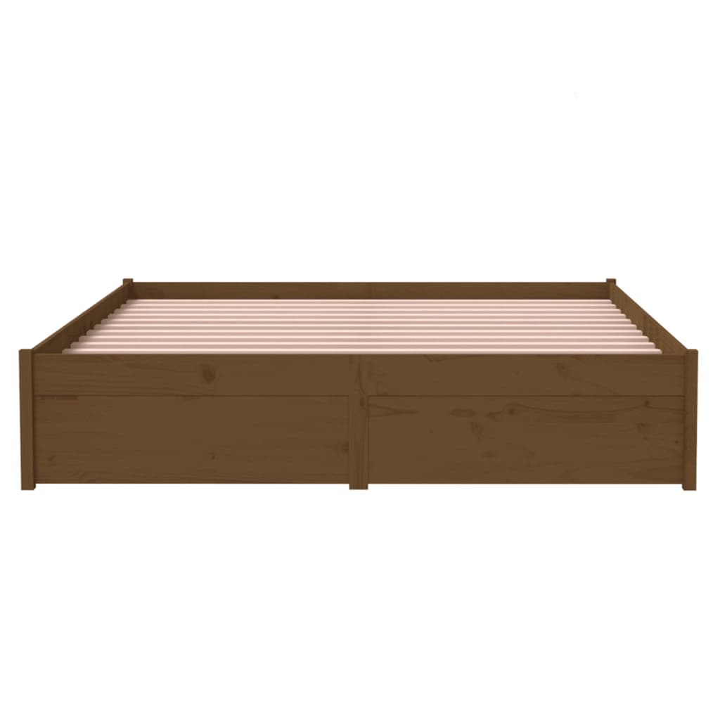 solid wood bed honey brown 140x190 cm