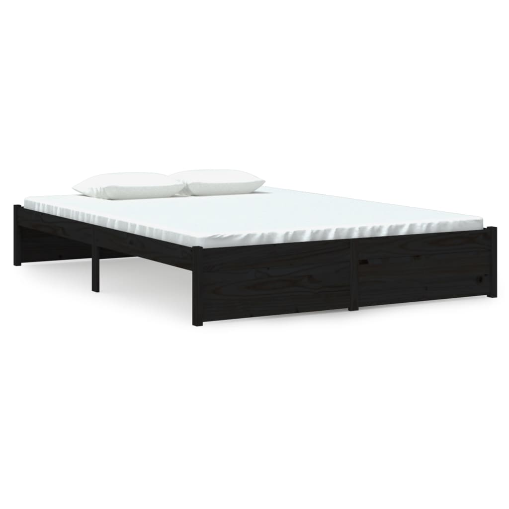 Solid wood bed black 140x190 cm