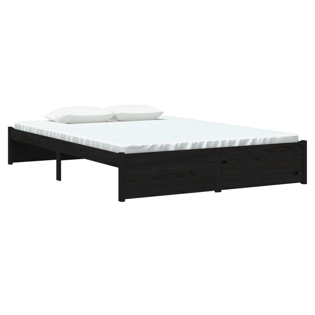 Solid wood bed black 140x190 cm