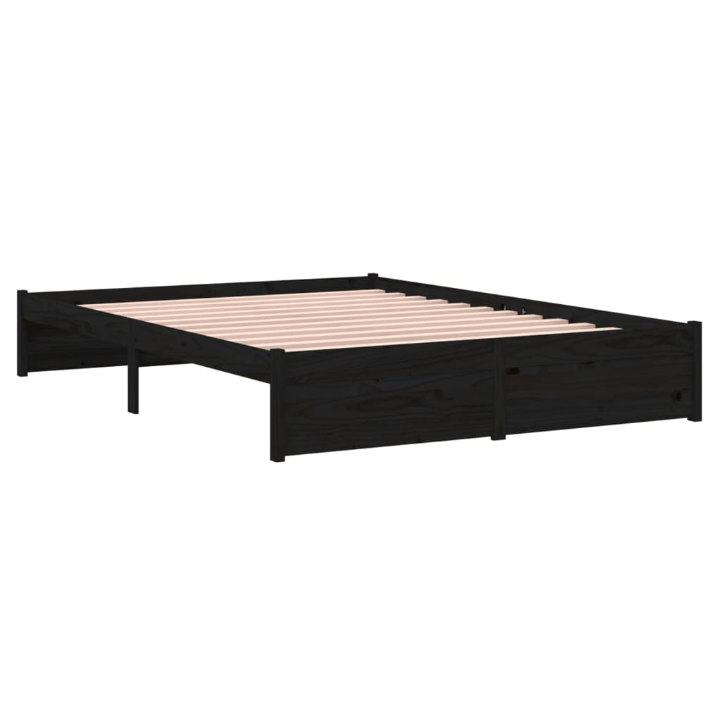 Solid wood bed black 140x190 cm