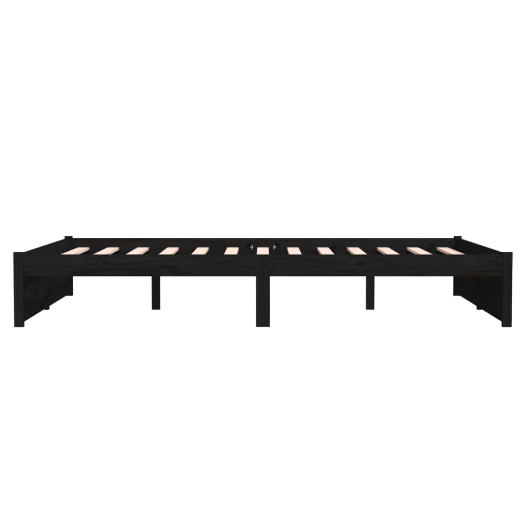 Solid wood bed black 140x190 cm