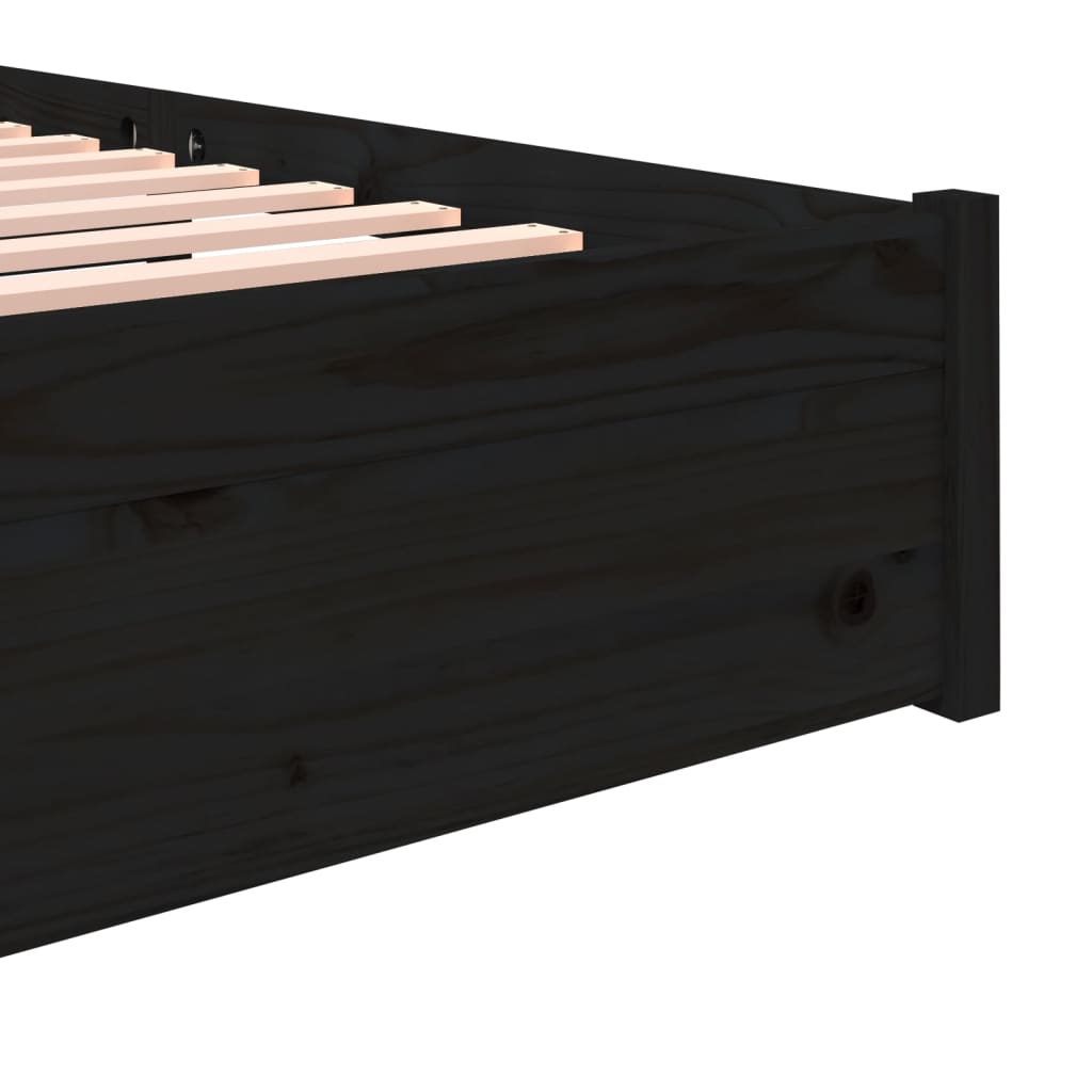 Solid wood bed black 140x190 cm