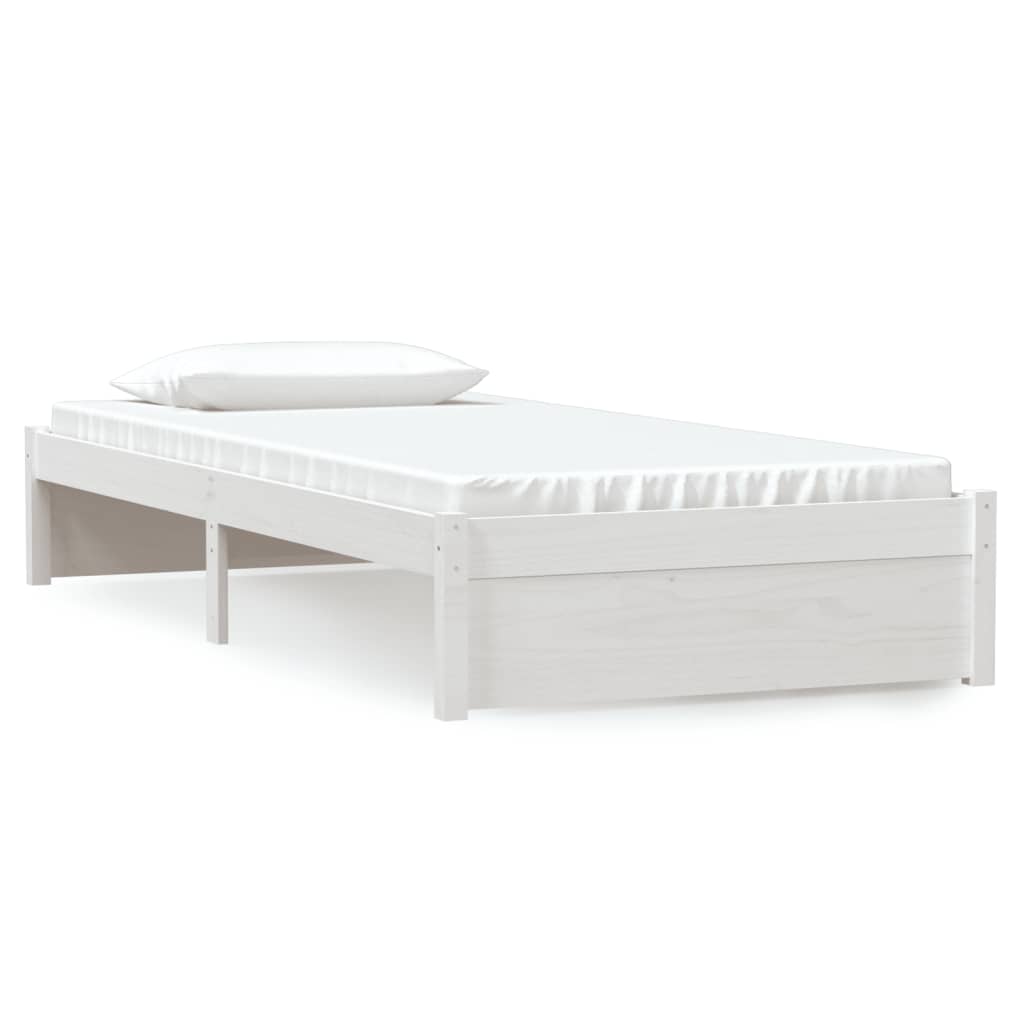 Solid Wood Bed White 90x200 cm