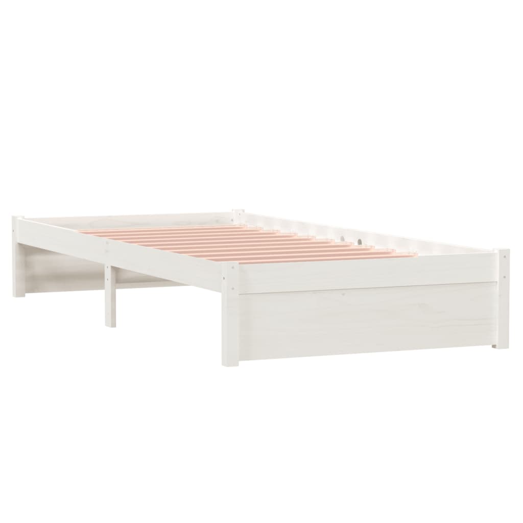 Solid Wood Bed White 90x200 cm