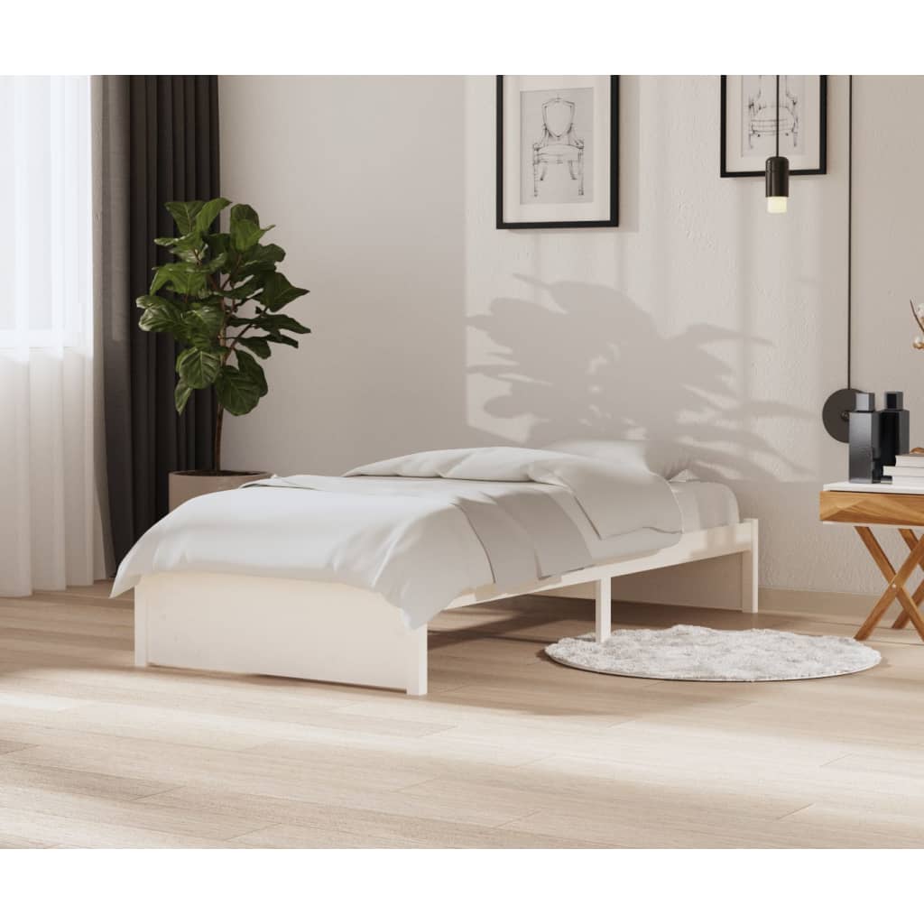 Solid Wood Bed White 90x200 cm