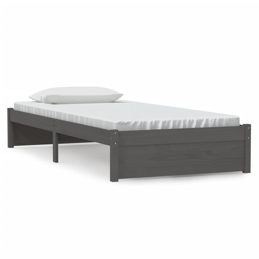 Solid Wood Bed Grey 90x200 cm