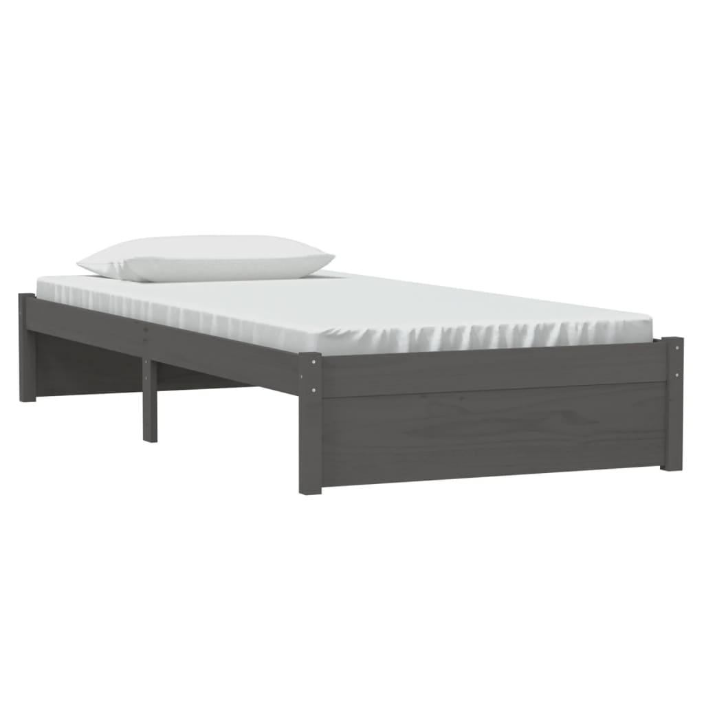 Solid Wood Bed Grey 90x200 cm