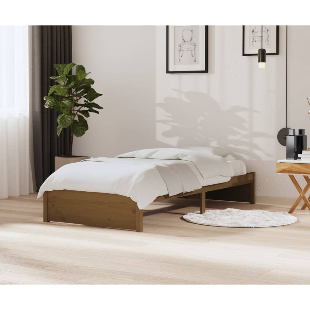 solid wood bed honey brown 90x200 cm