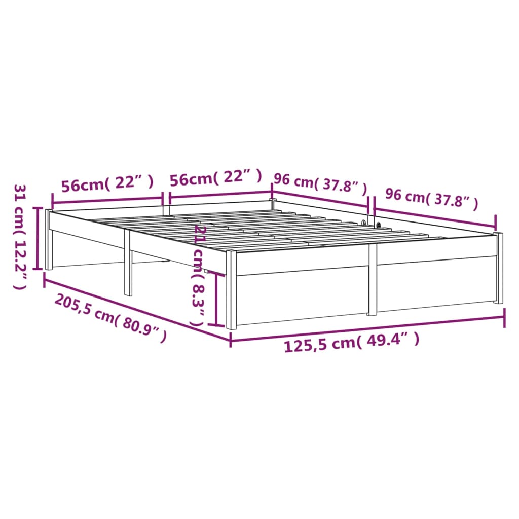 Massivholzbett ohne Matratze 120x200 cm