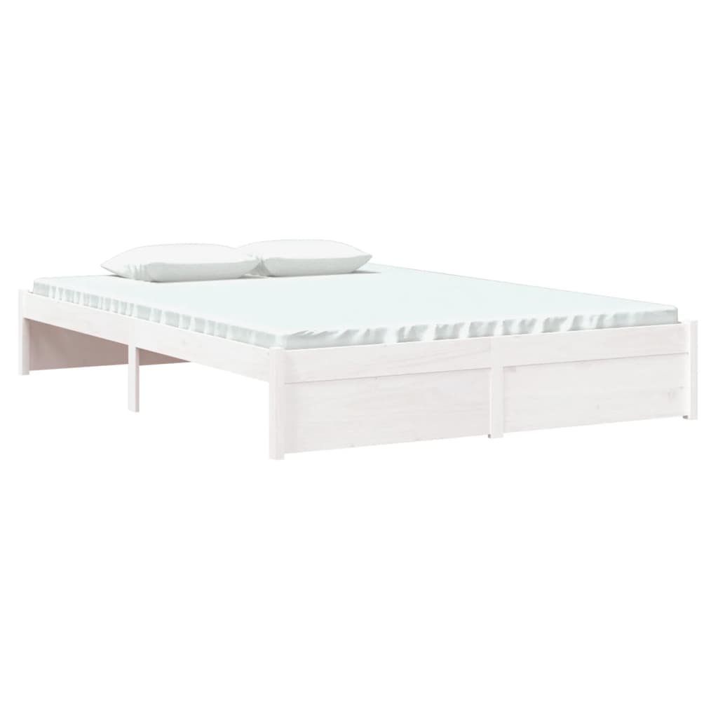 Solid Wood Bed White 140x200 cm