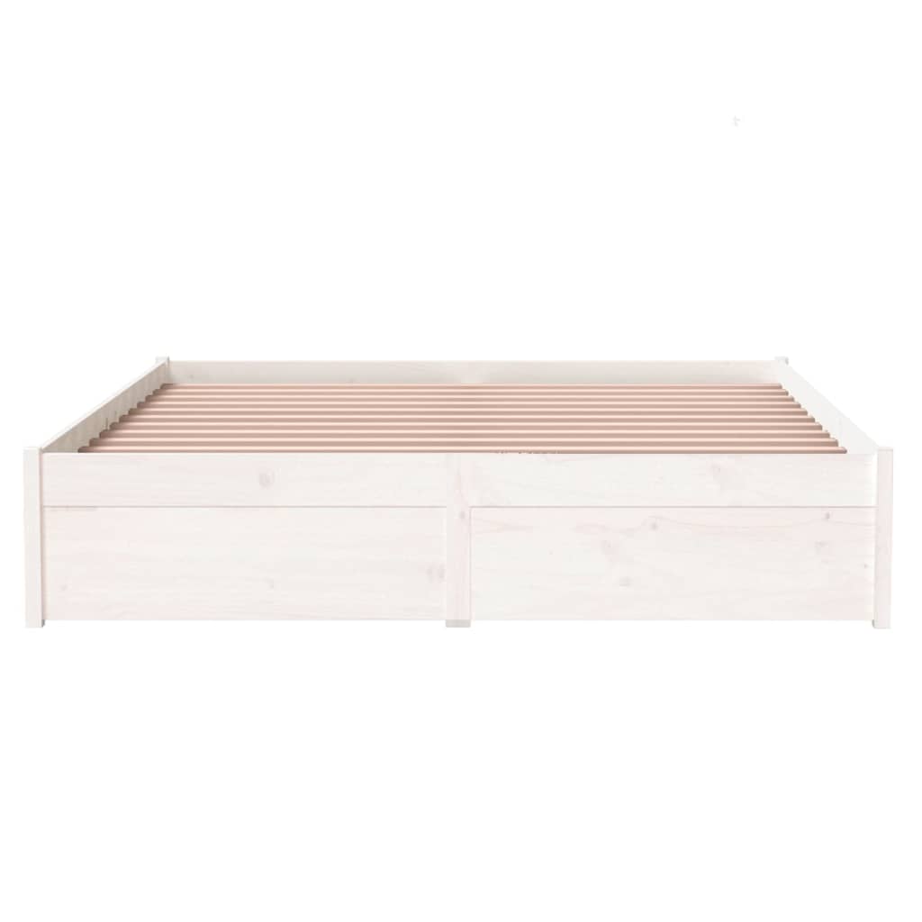 Solid Wood Bed White 140x200 cm