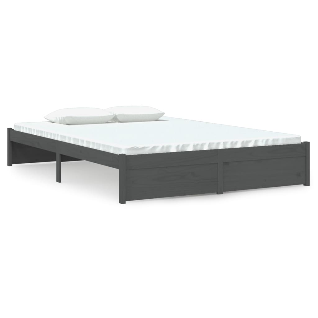 Solid wood bed gray 140x200 cm