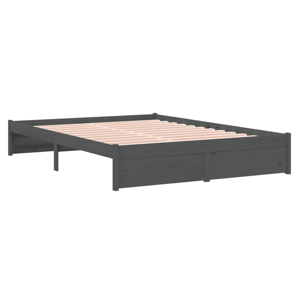 Solid wood bed gray 140x200 cm