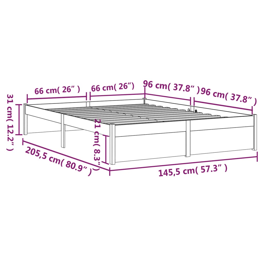 solid wood bed honey brown 140x200 cm