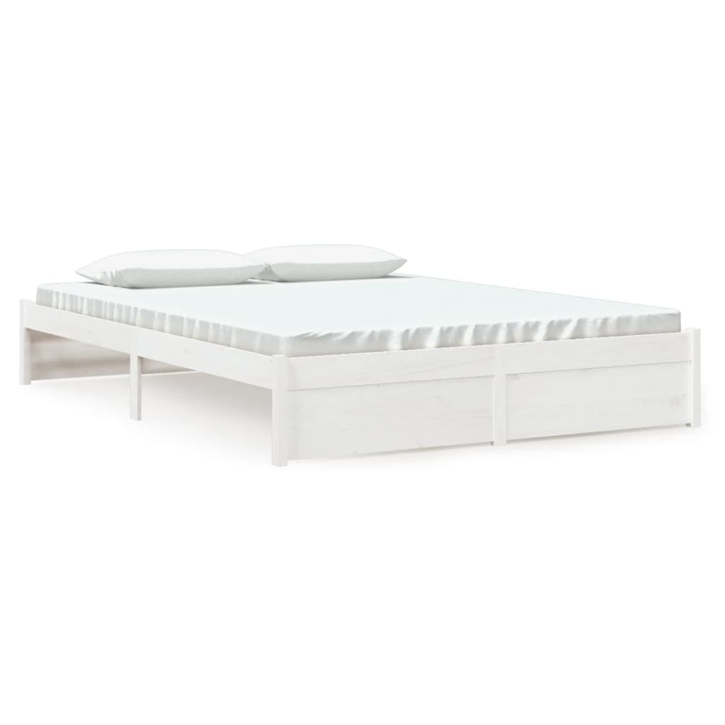 Solid Wood Bed White 150x200 cm