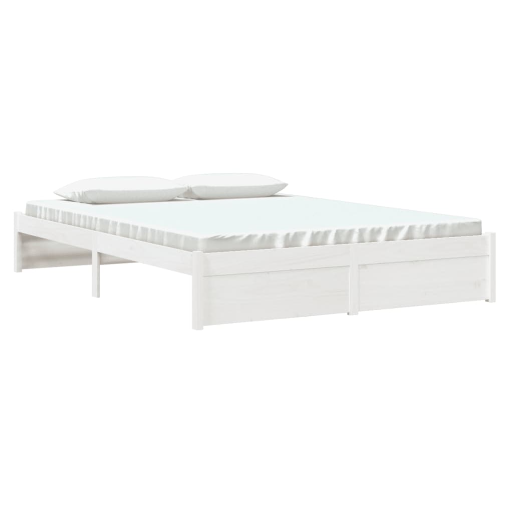 Solid Wood Bed White 150x200 cm