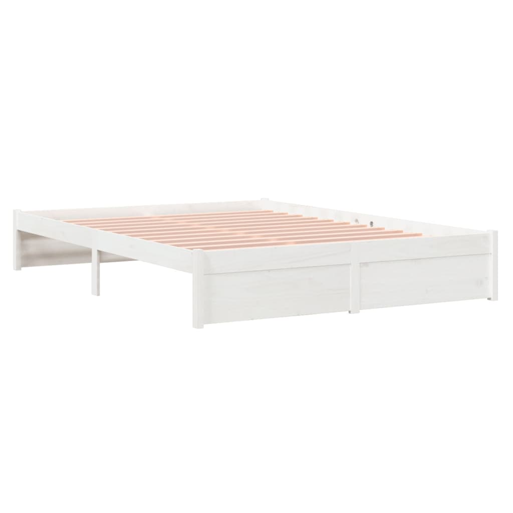 Solid Wood Bed White 150x200 cm