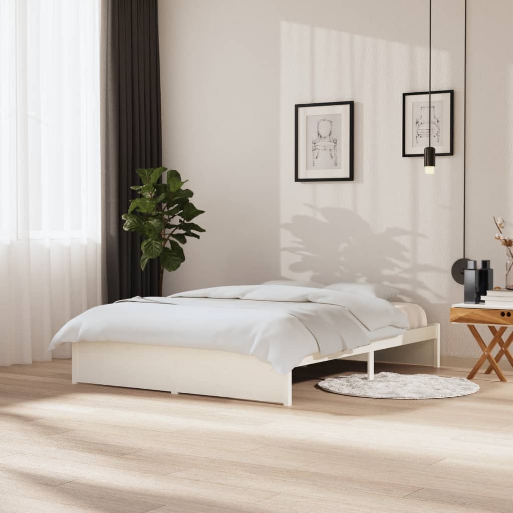 Solid Wood Bed White 150x200 cm