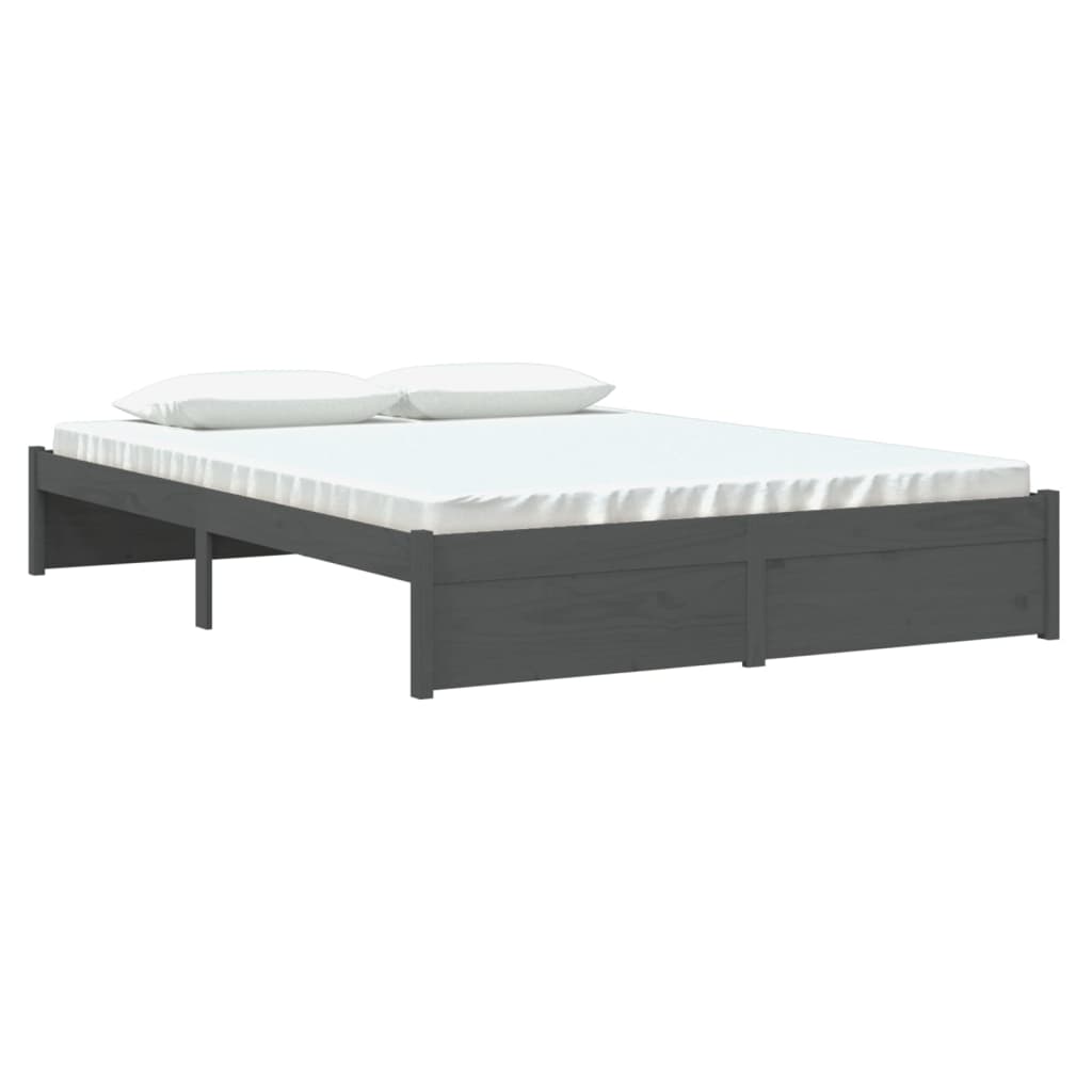 Solid wood bed gray 150x200 cm