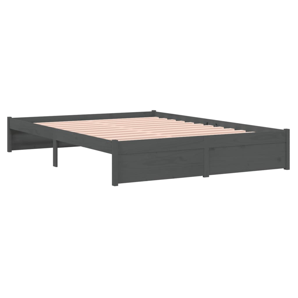 Solid wood bed gray 150x200 cm