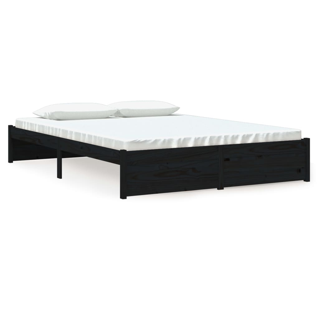 Solid wood bed black 150x200 cm