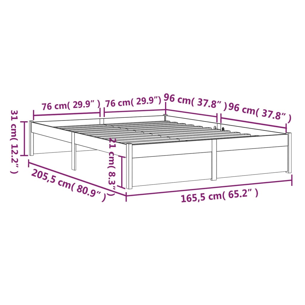 solid wood bed without mattress 160x200 cm