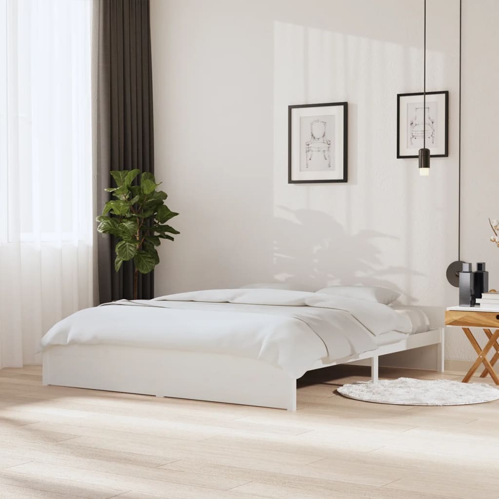 Solid Wood Bed White 180x200 cm