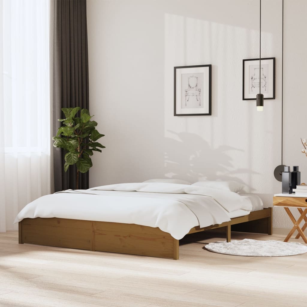 solid wood bed honey brown 180x200 cm