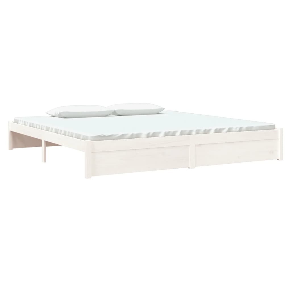 Solid Wood Bed White 200x200 cm