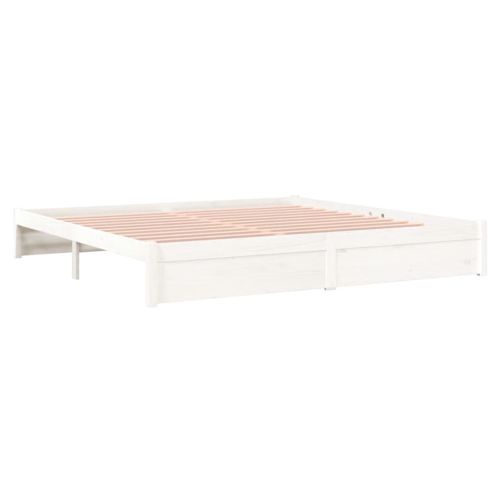 Solid Wood Bed White 200x200 cm