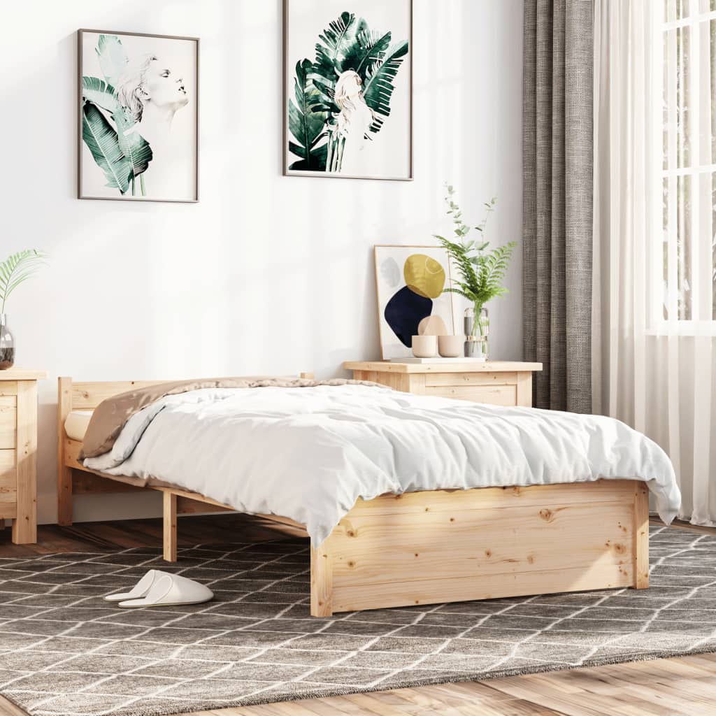 solid wood bed without mattress 75x190 cm