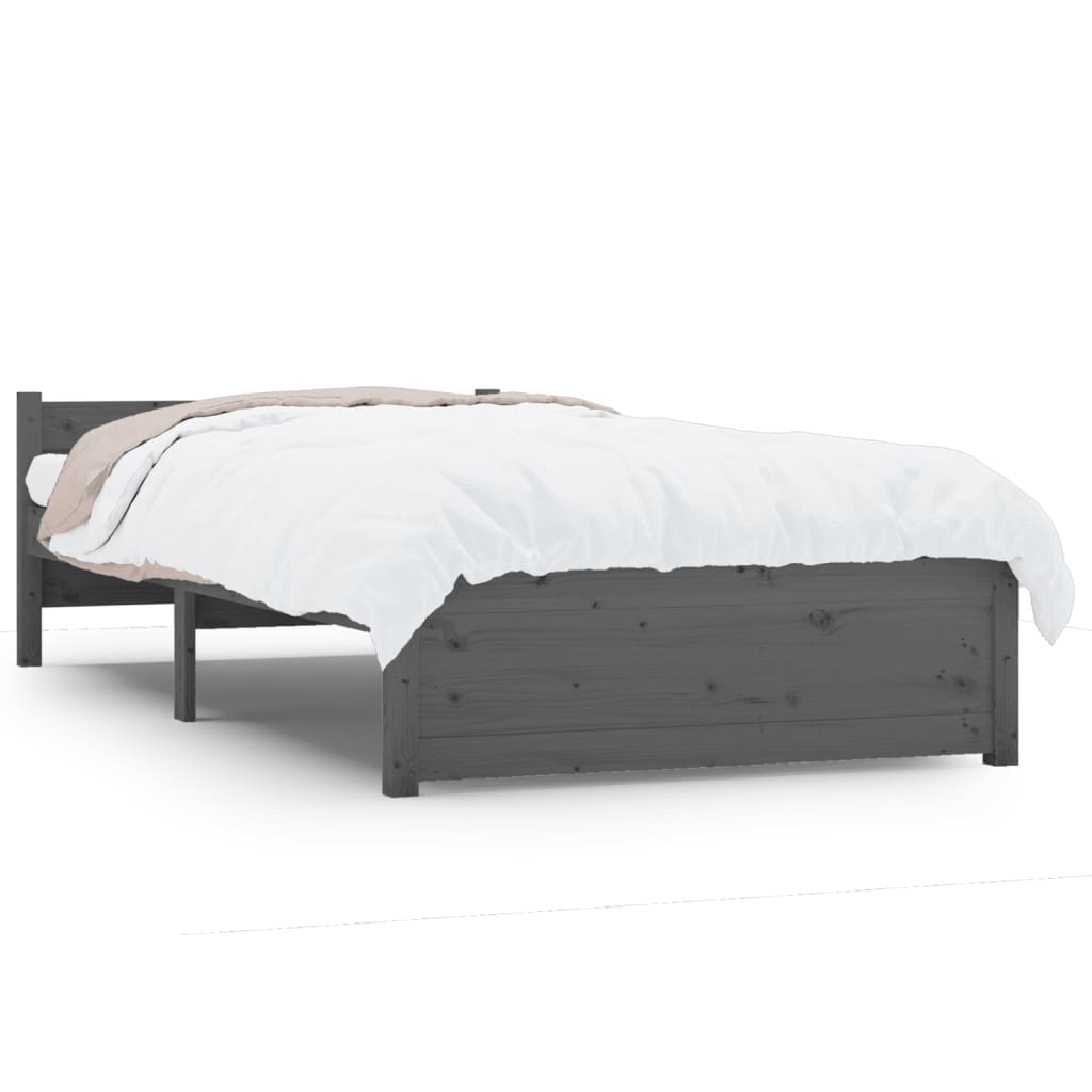 Solid Wood Bed Grey 75x190 cm