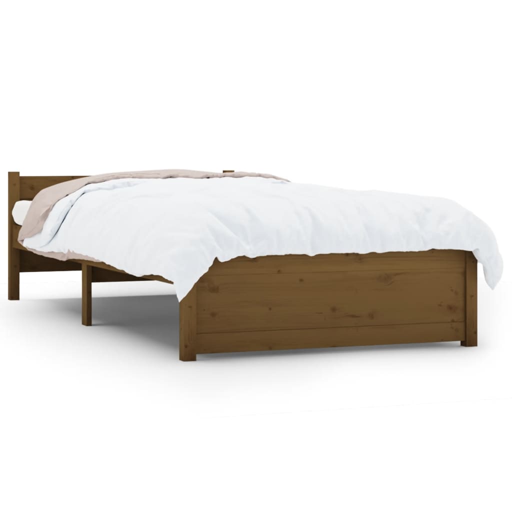 Solid wood bed without mattress honey brown 75x190 cm