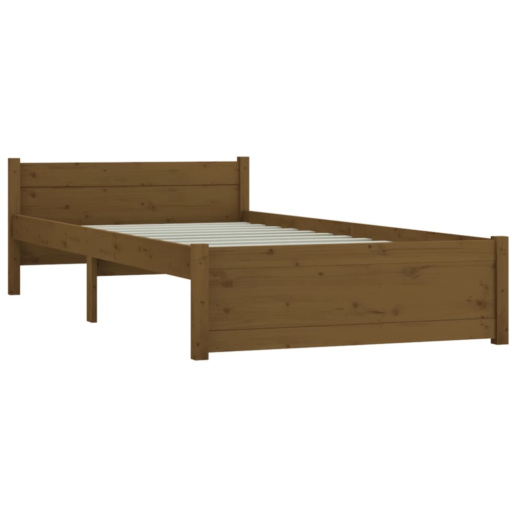 Solid wood bed without mattress honey brown 75x190 cm