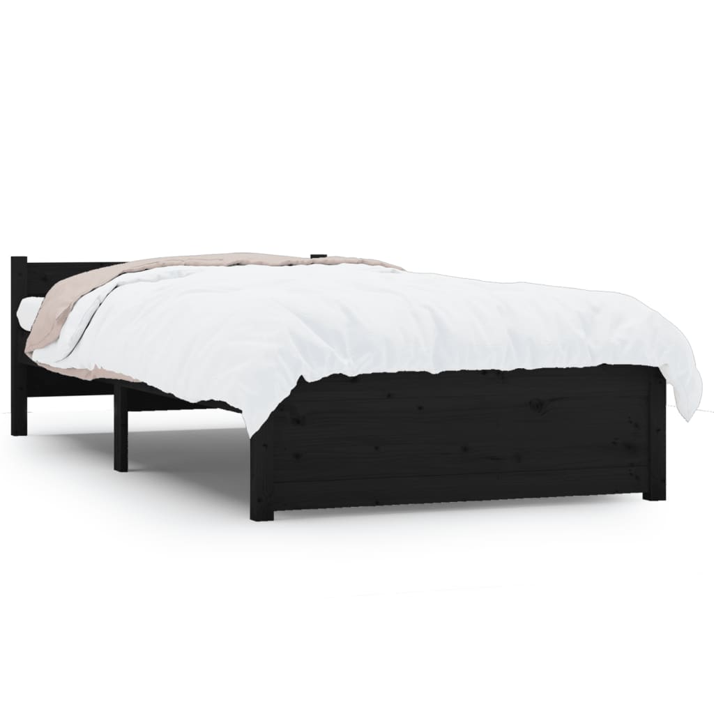 Solid wood bed without mattress Black 75x190 cm