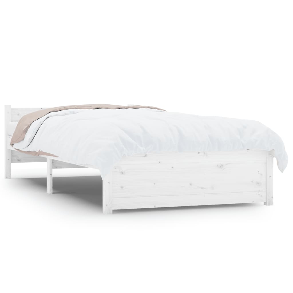 Solid Wood Bed White 90x190 cm