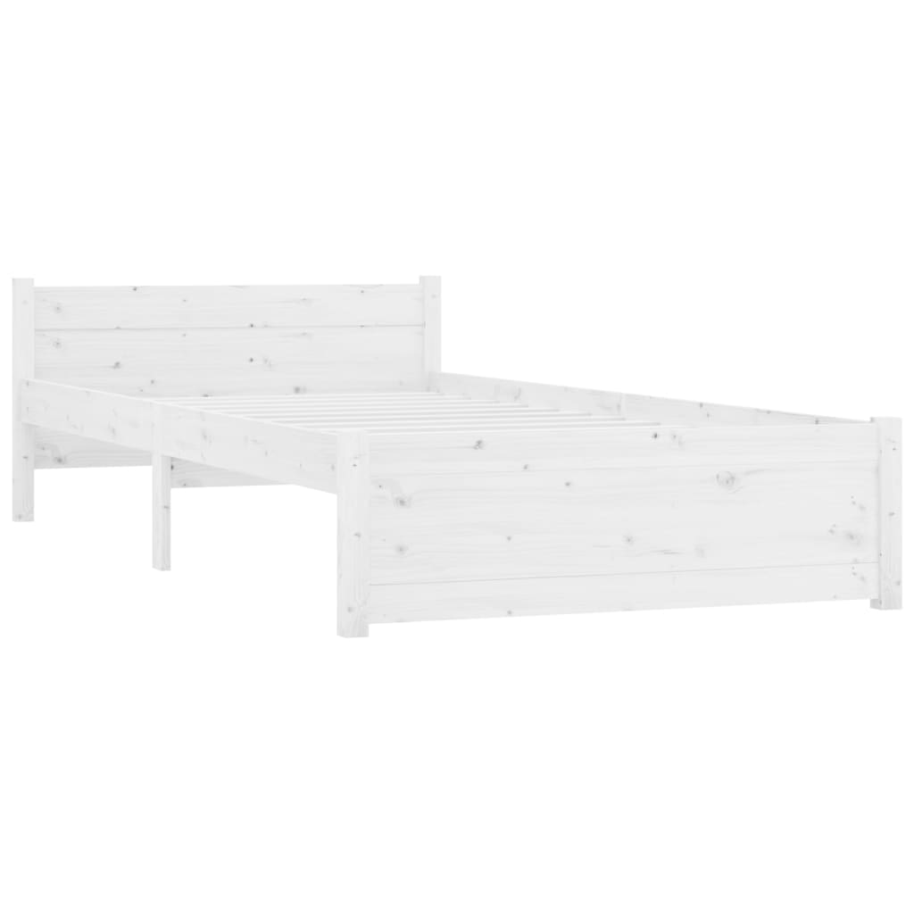 Solid Wood Bed White 90x190 cm