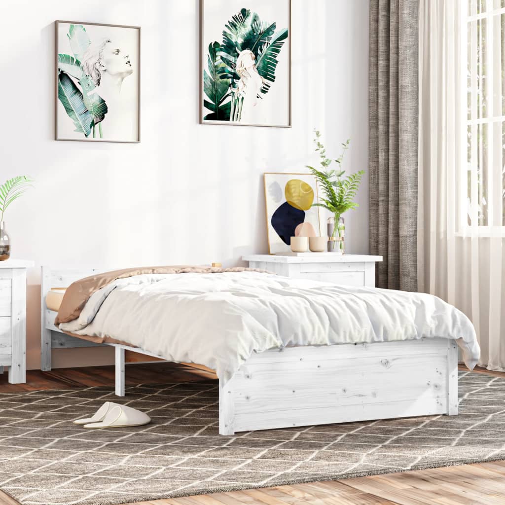 Solid Wood Bed White 90x190 cm