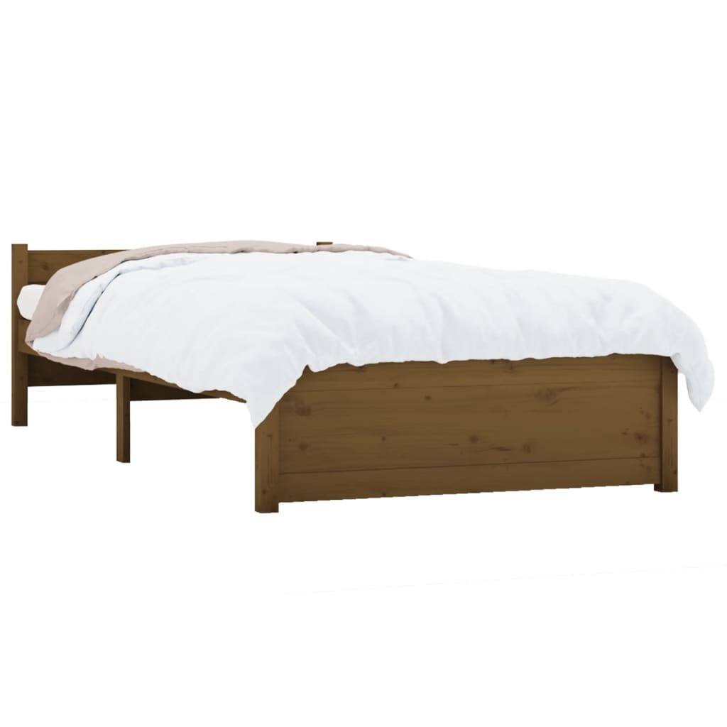 solid wood bed honey brown 90x190 cm