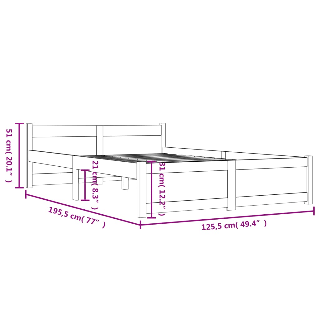 solid wood bed 120x190 cm