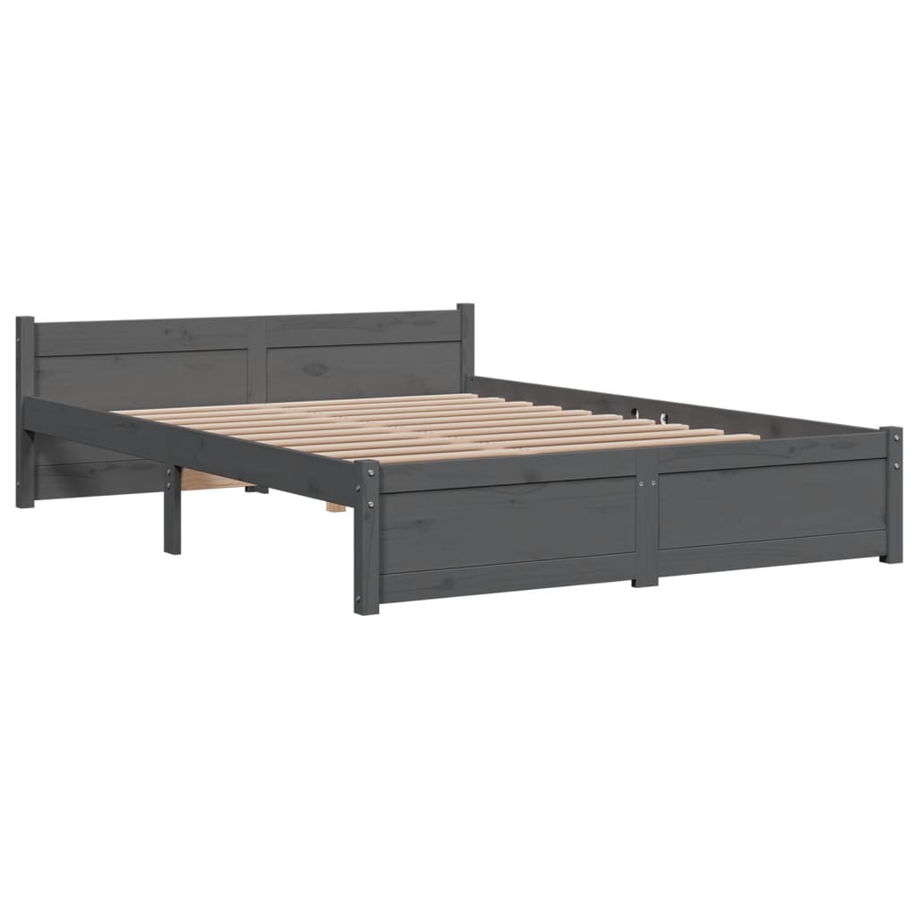 Solid wood bed gray 135x190 cm