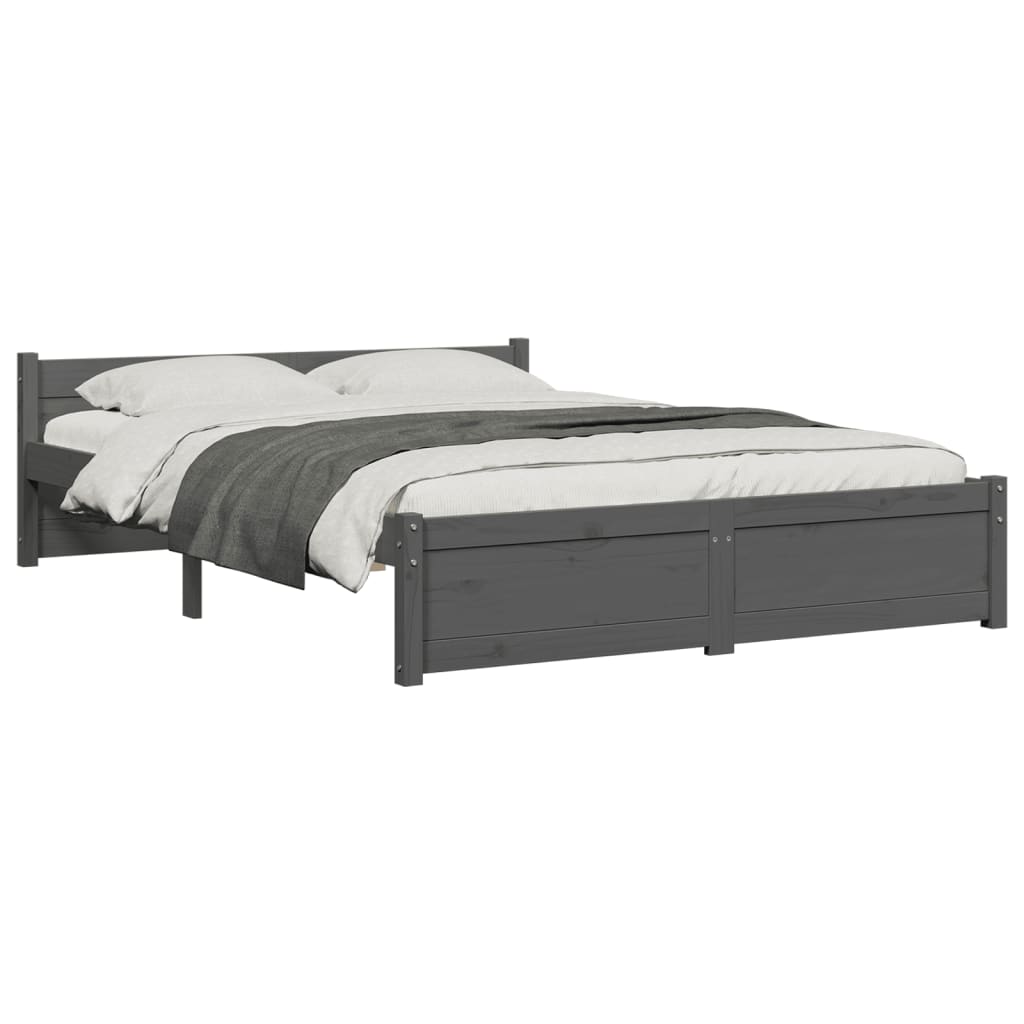 Solid wood bed gray 135x190 cm