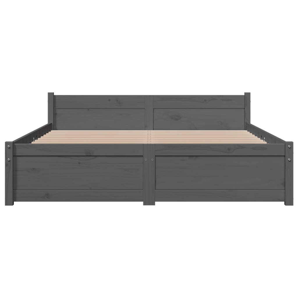 Solid wood bed gray 135x190 cm