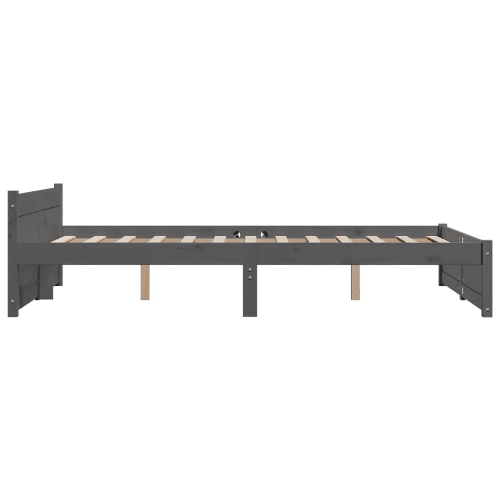 Solid wood bed gray 135x190 cm