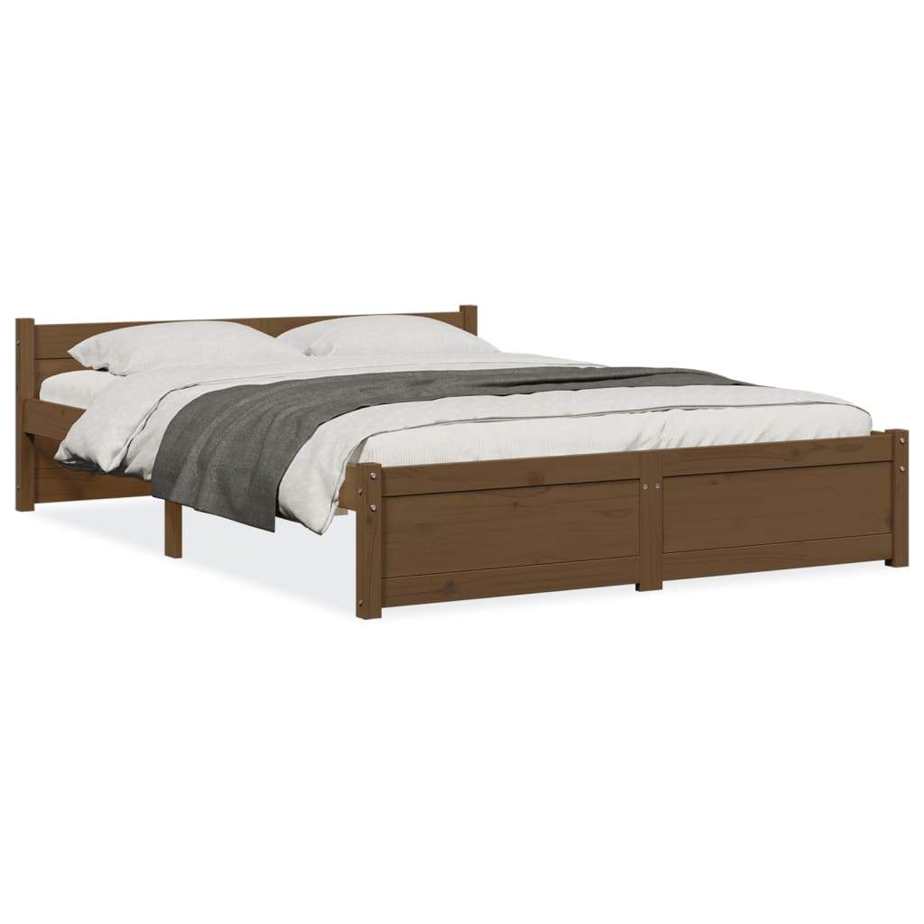 Solid wood bed honey brown 135x190 cm