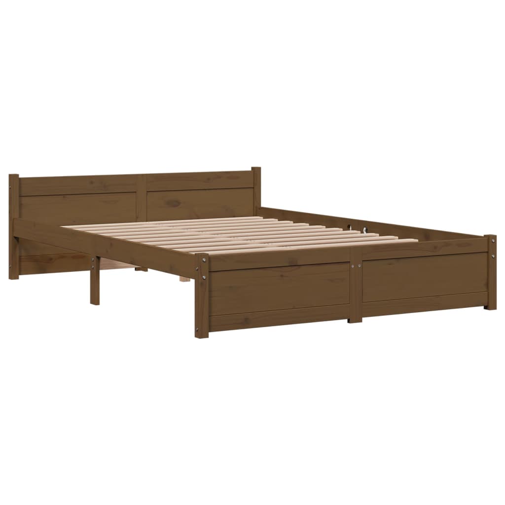 Solid wood bed honey brown 135x190 cm