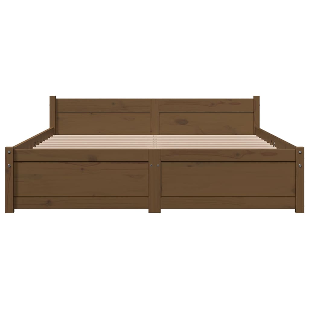 Solid wood bed honey brown 135x190 cm