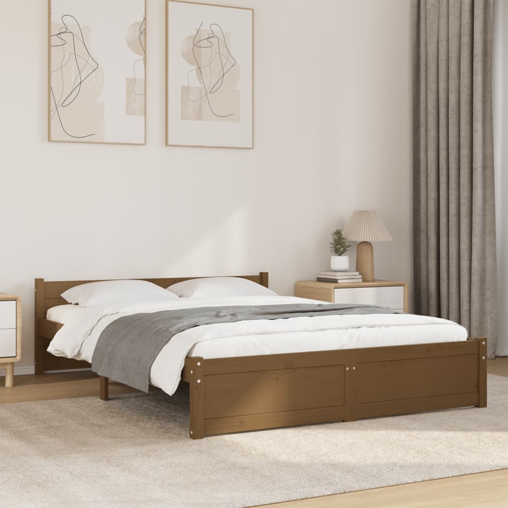 Solid wood bed honey brown 135x190 cm